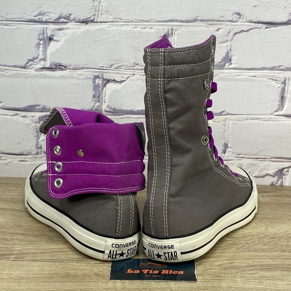 Converse Chuck Taylor Knee Hi XHI Charcoal Gray Purple Sneakers - Picture 6 of 8
